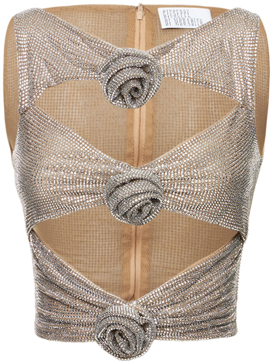 Giuseppe Di Morabito Embellished Cutout Top In Silver