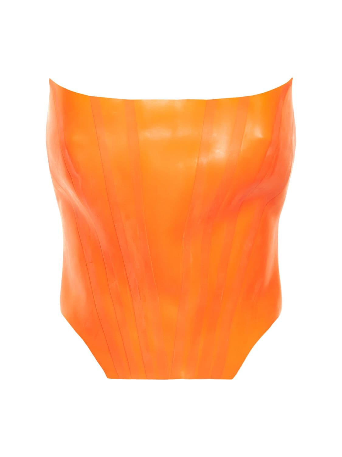Giuseppe Di Morabito Strapless Latex Bustier Top In Vibrant Orange