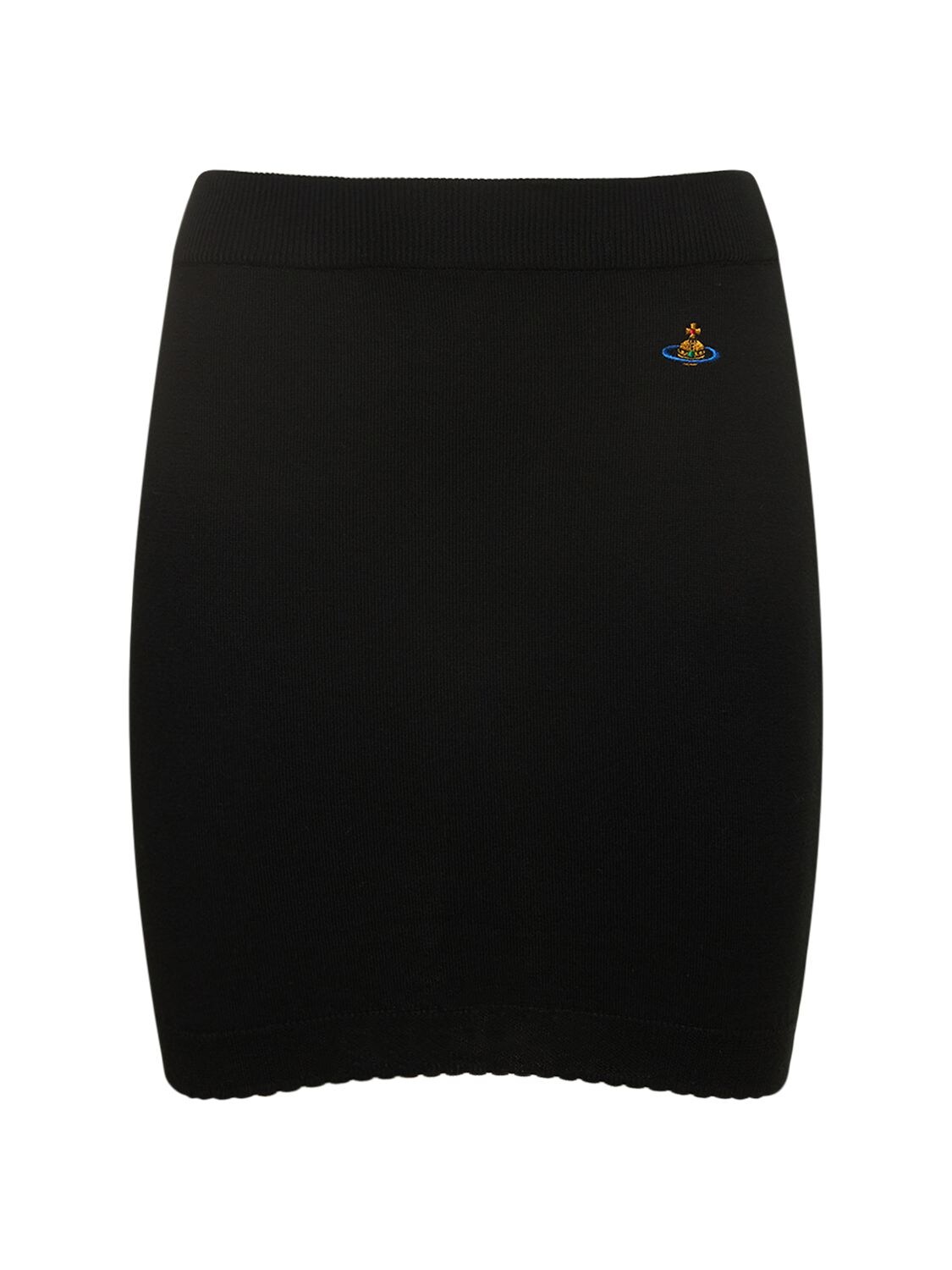 Shop Vivienne Westwood Bea Logo Cotton Knit Mini Skirt In Black