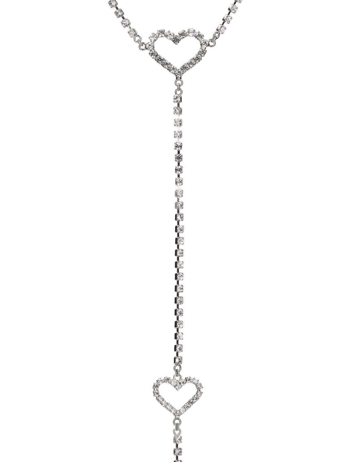 Shop Alessandra Rich Crystal Body Chain W/ Heart Details In Silver