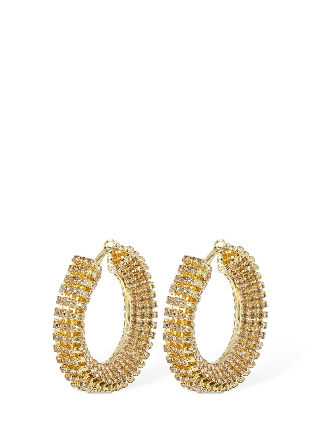 Shop Magda Butrym Chunky Crystal Hoop Earrings In Gold,crystal