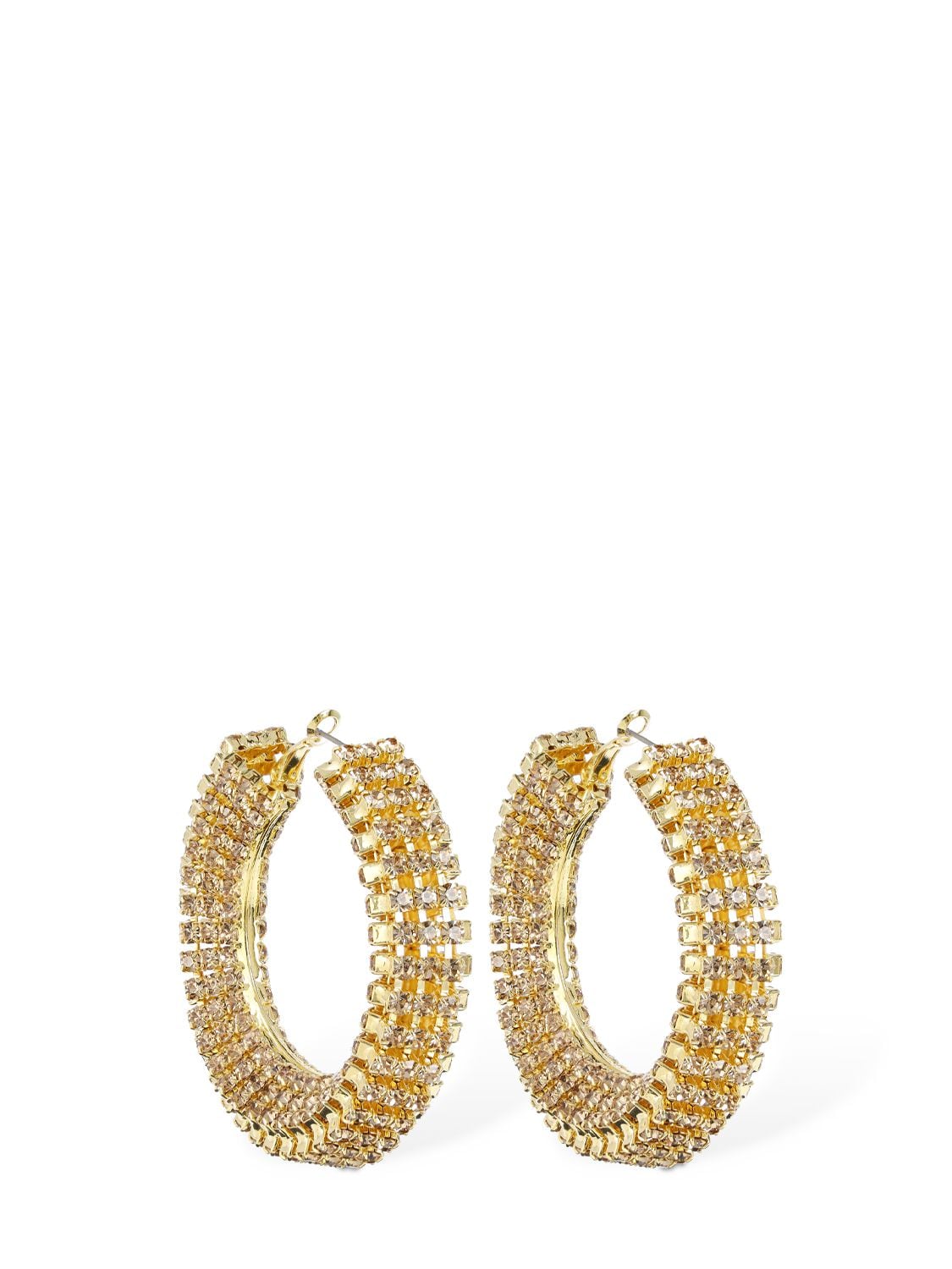 Shop Magda Butrym Chunky Crystal Hoop Earrings In Gold,crystal