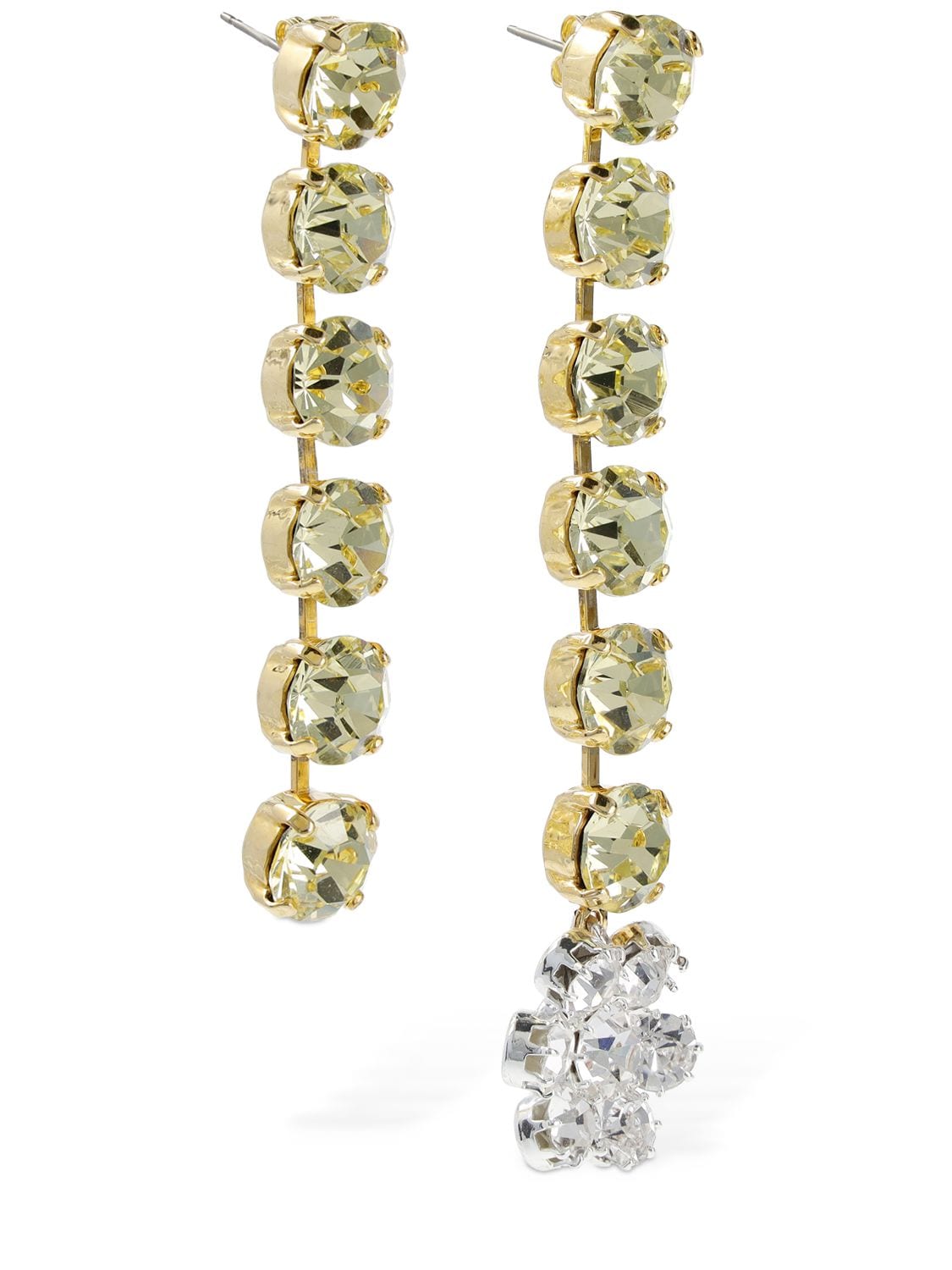Shop Magda Butrym Colored Crystal Mismatched Earrings In Green,crystal