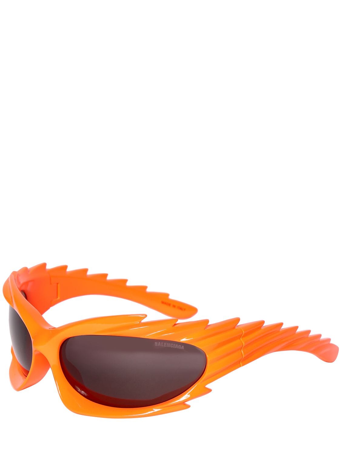 Shop Balenciaga 0255s Spike Rectangle Acetate Sunglasses In Neon Orange