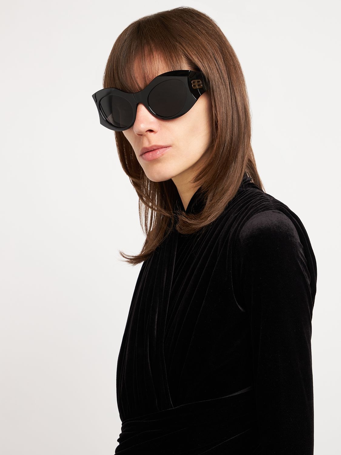 Shop Balenciaga 0256s Hourglass Acetate Sunglasses In Black