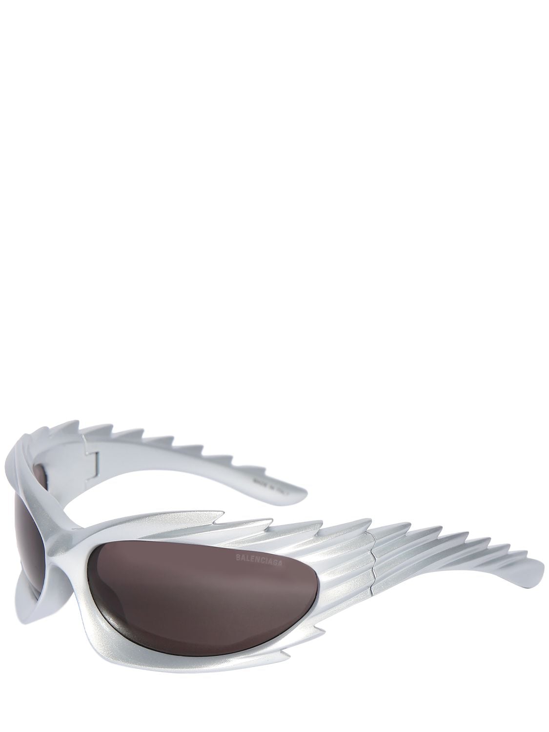 Shop Balenciaga 0255s Spike Rectangle Acetate Sunglasses In Silver