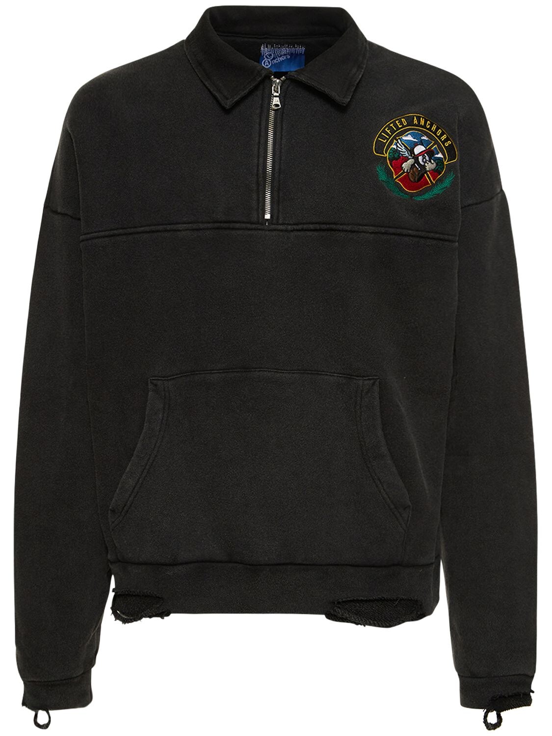 Lifted Anchors Cornado Pull Over Distressed Anorak In Black