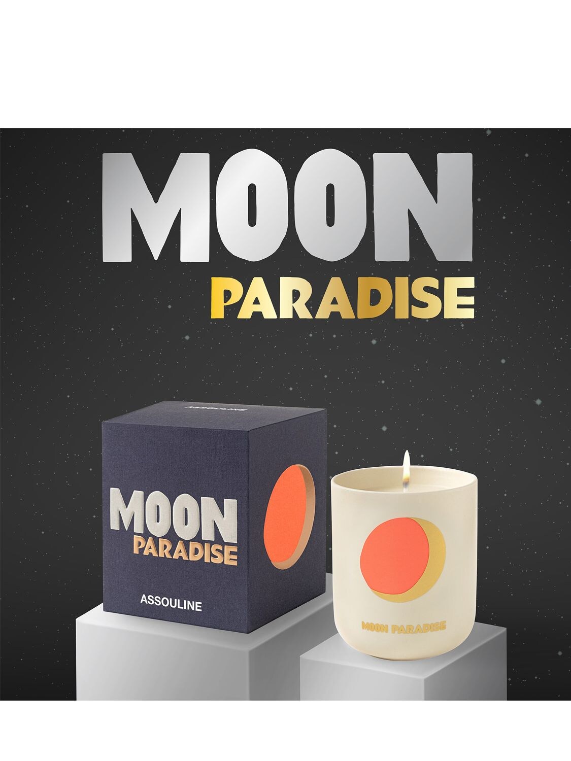 Shop Assouline Moon Paradise Scented Candle In White