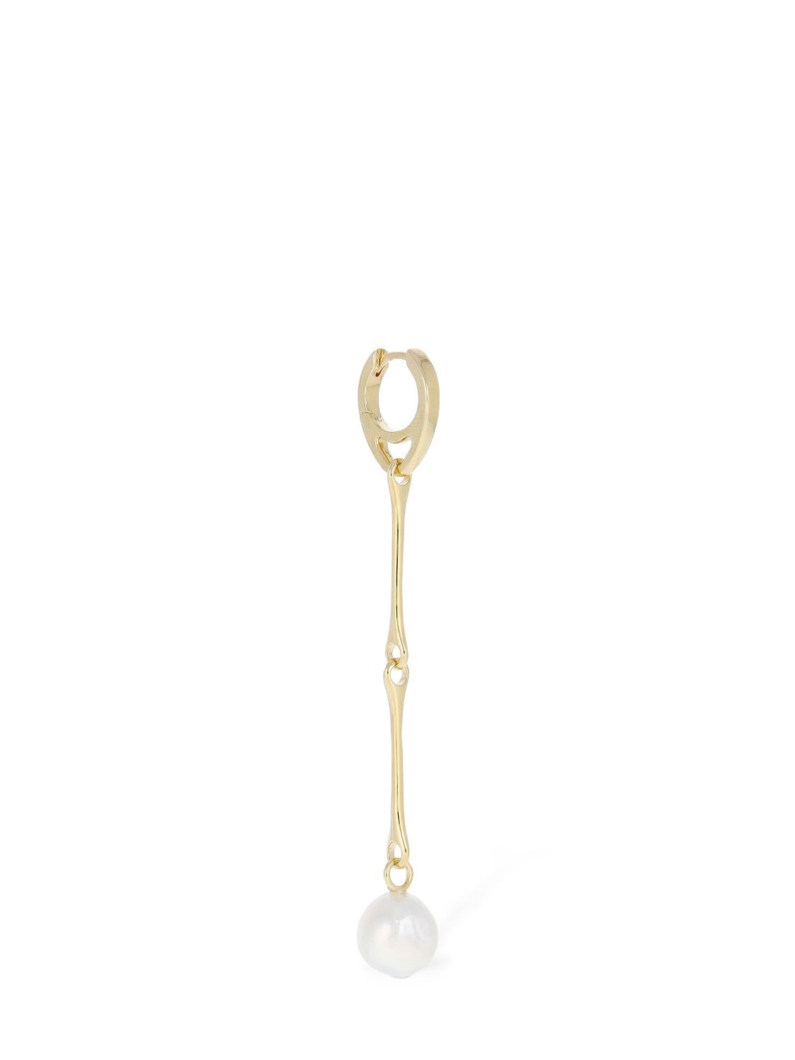 Shop Maria Black Stag Pearl Mono Earring In Gold,pearl