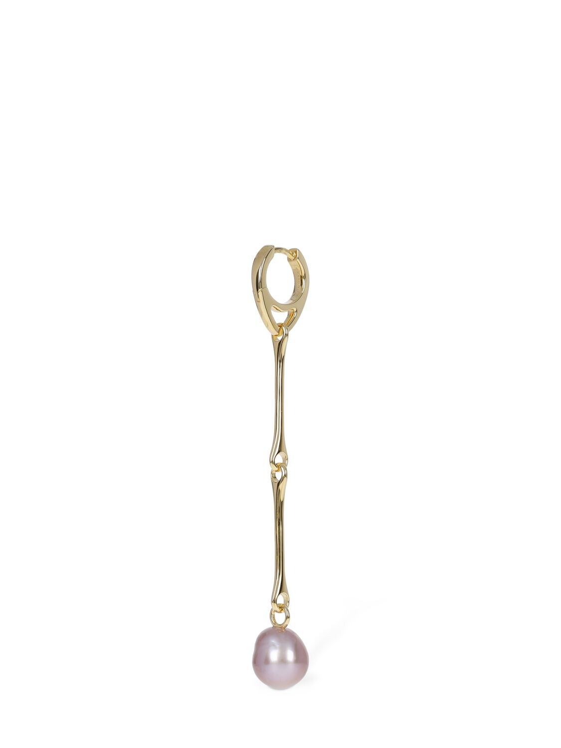 Shop Maria Black Stag Pearl Mono Earring In Gold,lavender