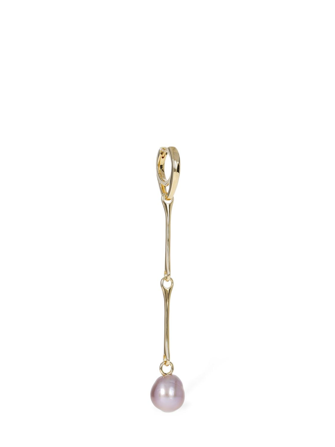 Shop Maria Black Stag Pearl Mono Earring In Gold,lavender