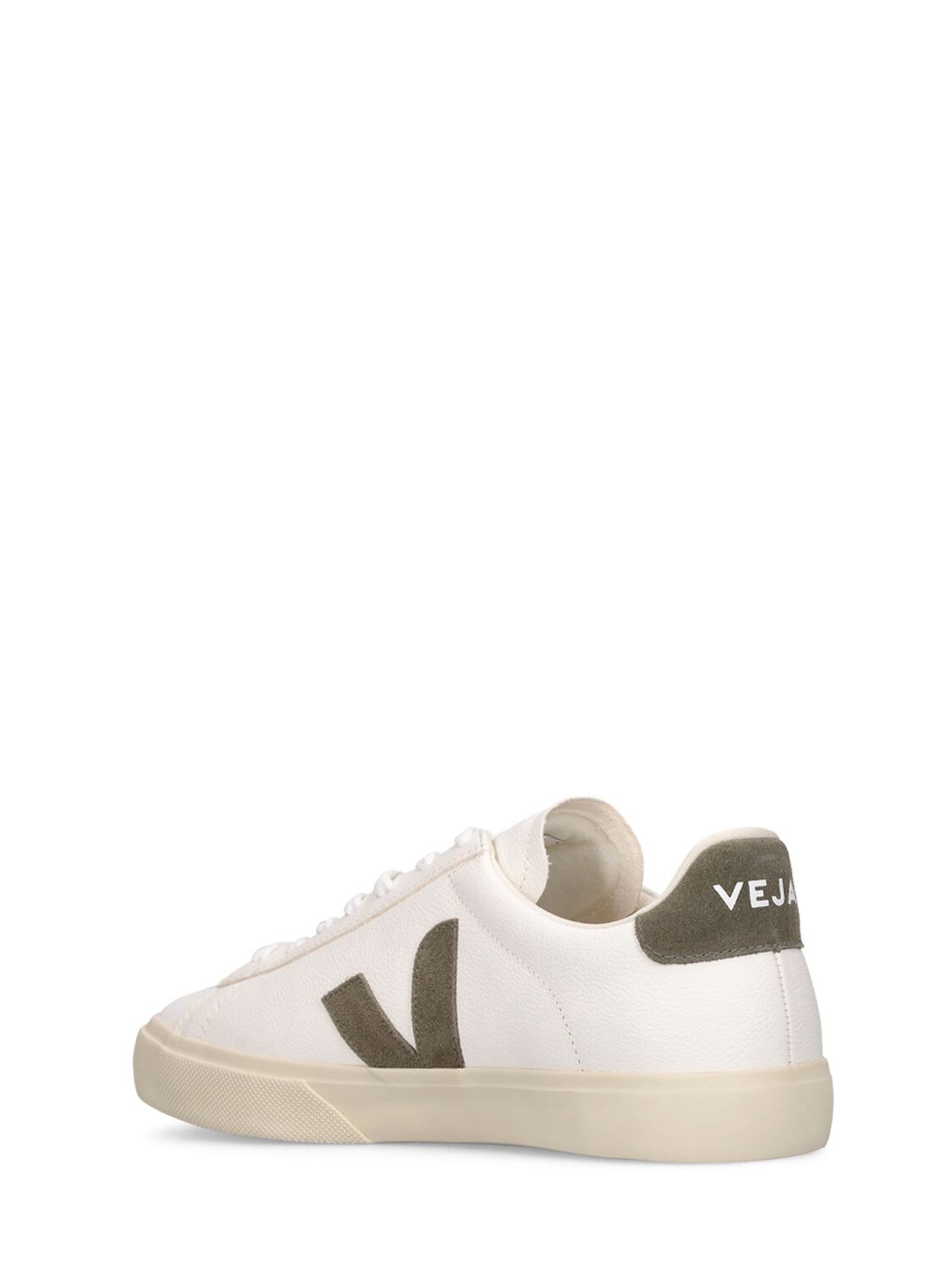 Shop Veja 20mm Campo Leather Sneakers In White Khaki