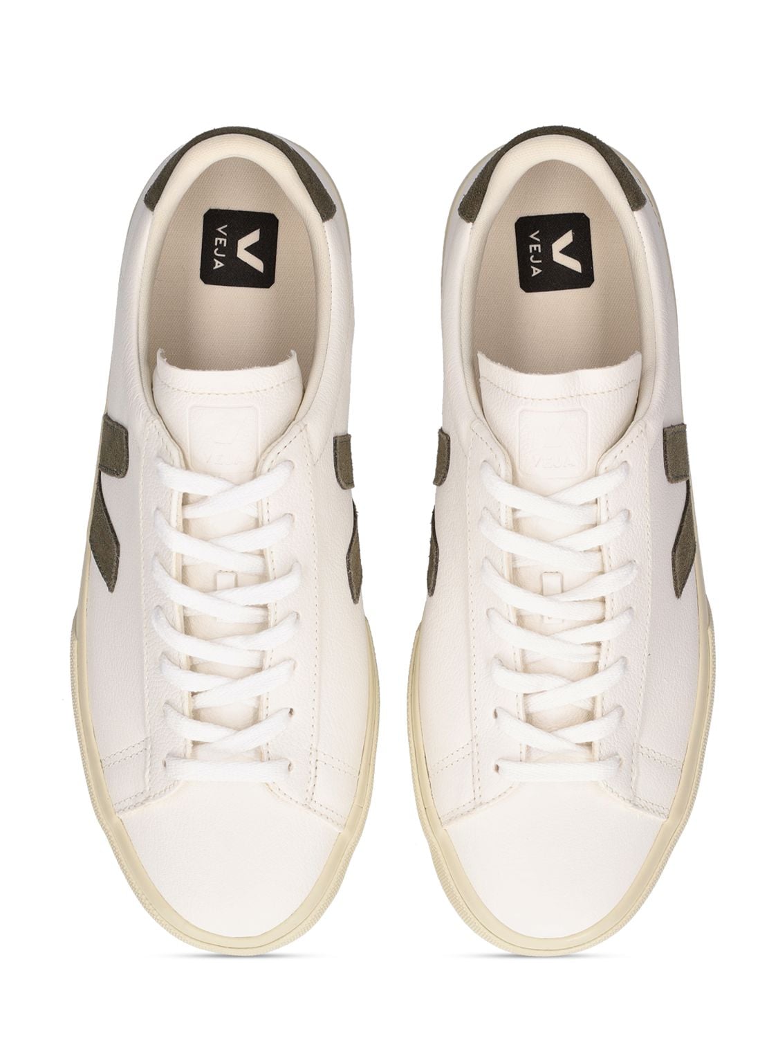 Shop Veja 20mm Campo Leather Sneakers In White Khaki
