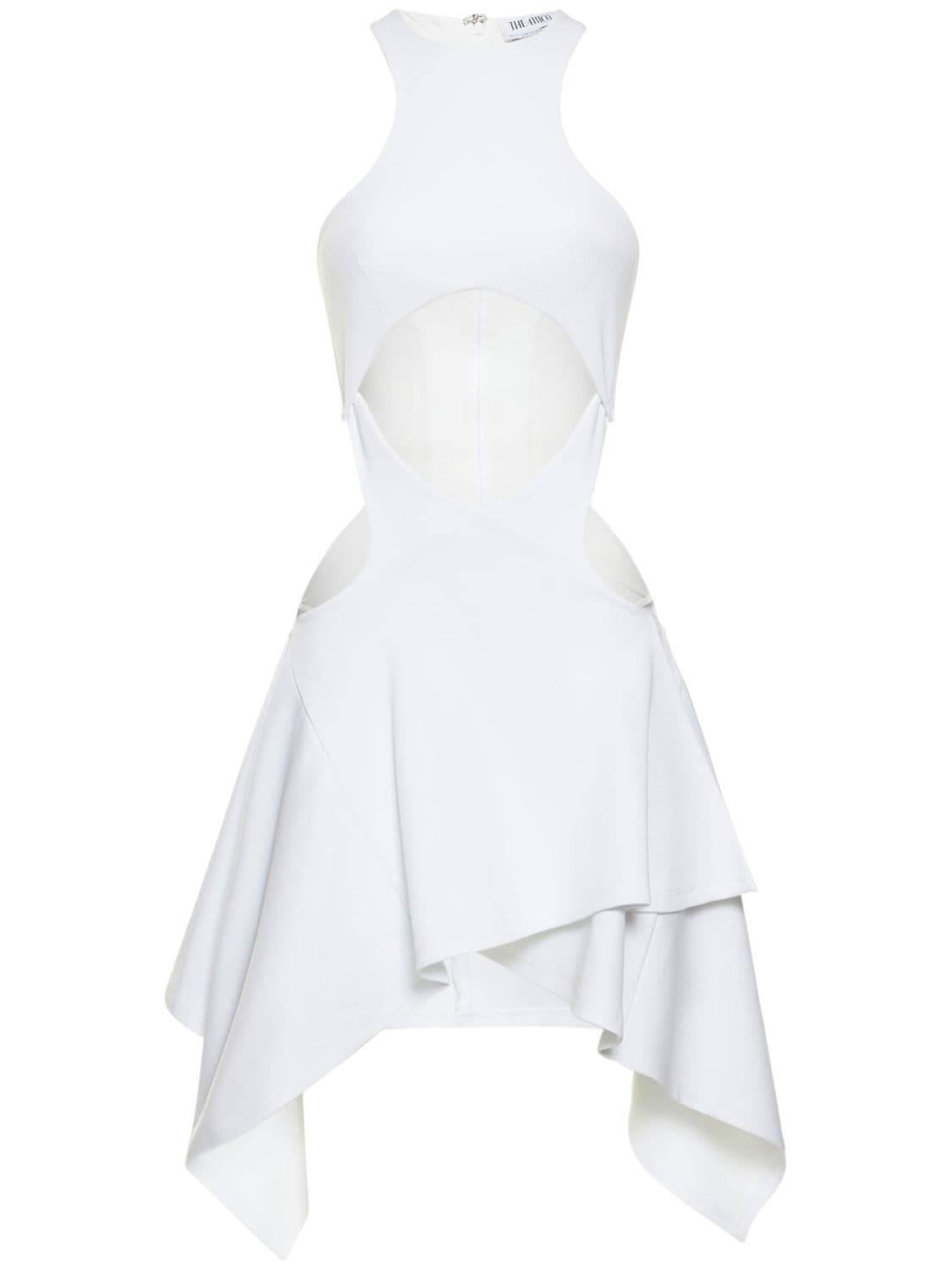 Shop Attico Magnolia Ribbed Cotton Jersey Mini Dress In White