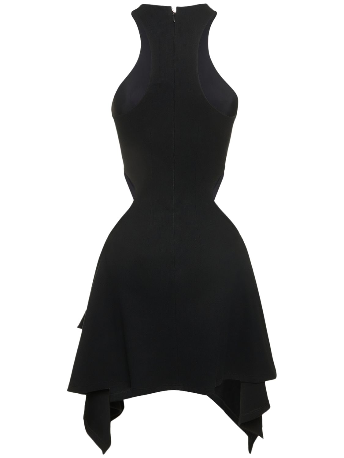 Shop Attico Magnolia Ribbed Cotton Jersey Mini Dress In Black