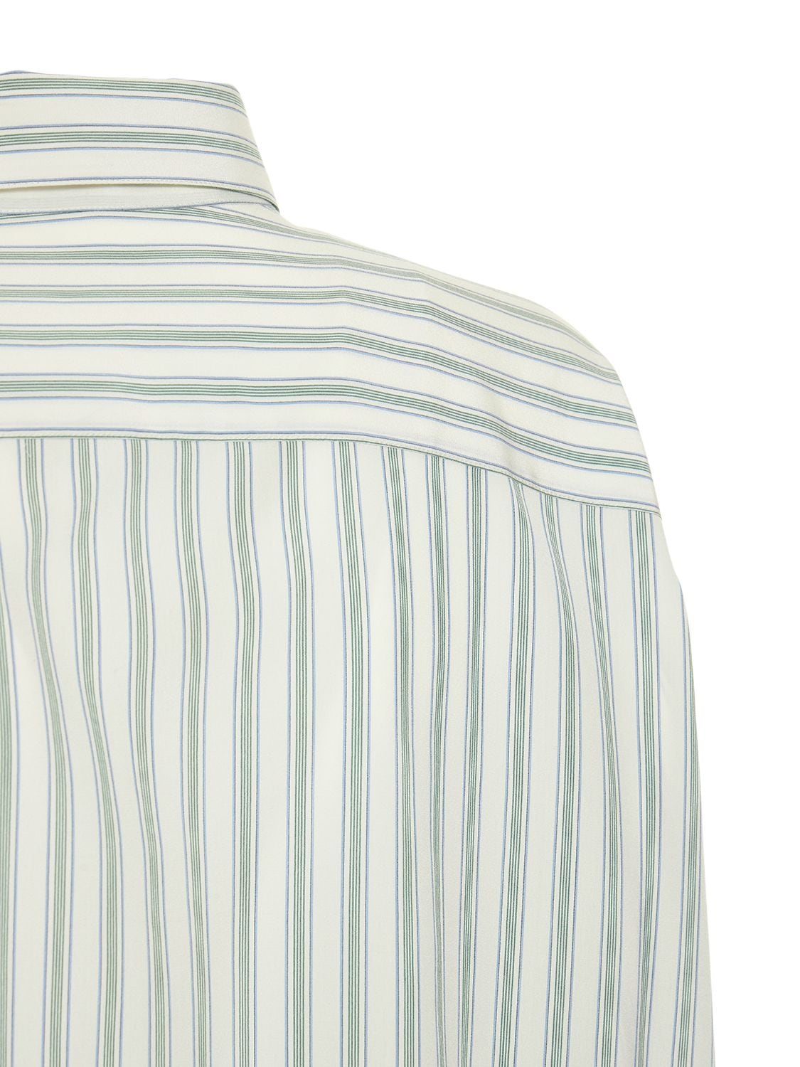 Shop The Row Sisca Striped Long Silk Shirt In Ivory,green