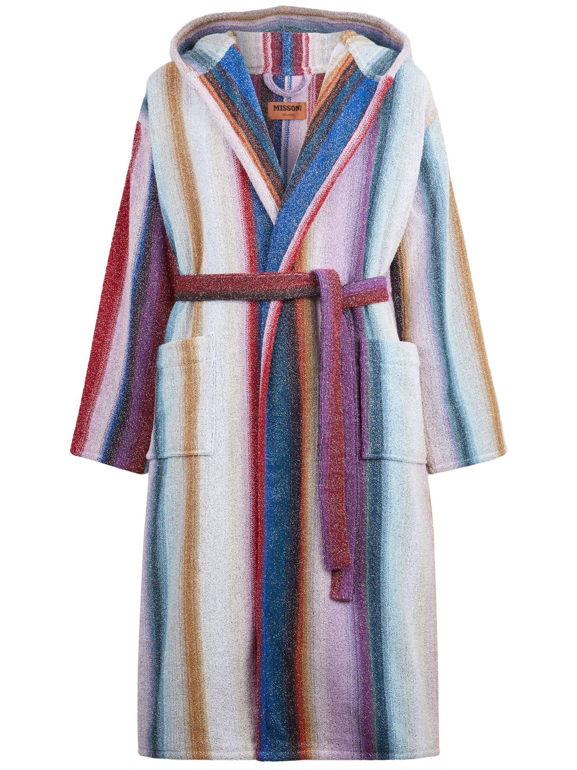 Missoni Home Collection Clancy Hooded Bathrobe In Blu Multicolor