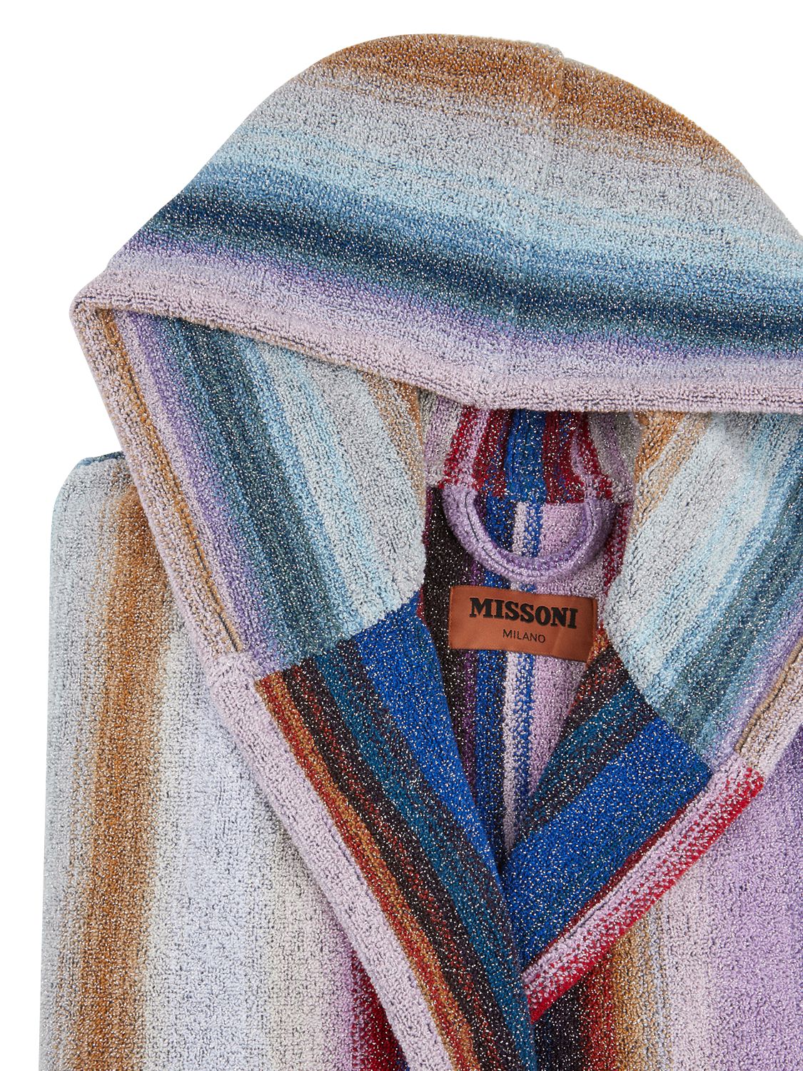 Shop Missoni Home Collection Clancy Hooded Bathrobe In Blu Multicolor