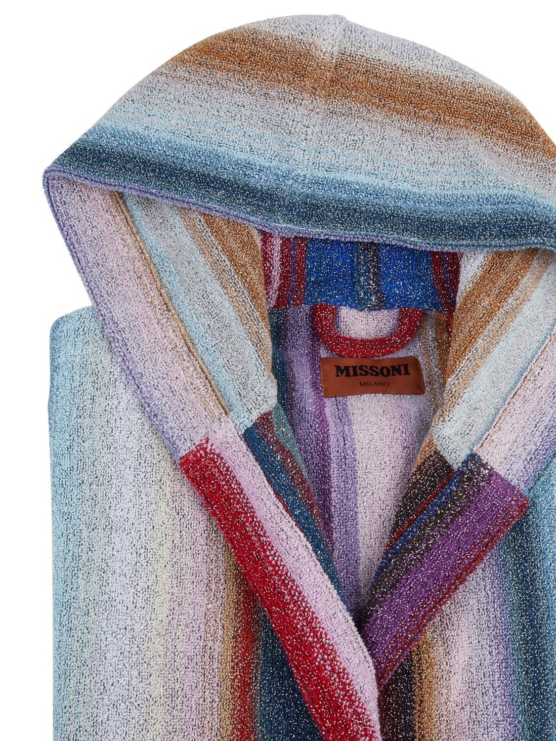 Shop Missoni Home Collection Clancy Hooded Bathrobe In Blu Multicolor