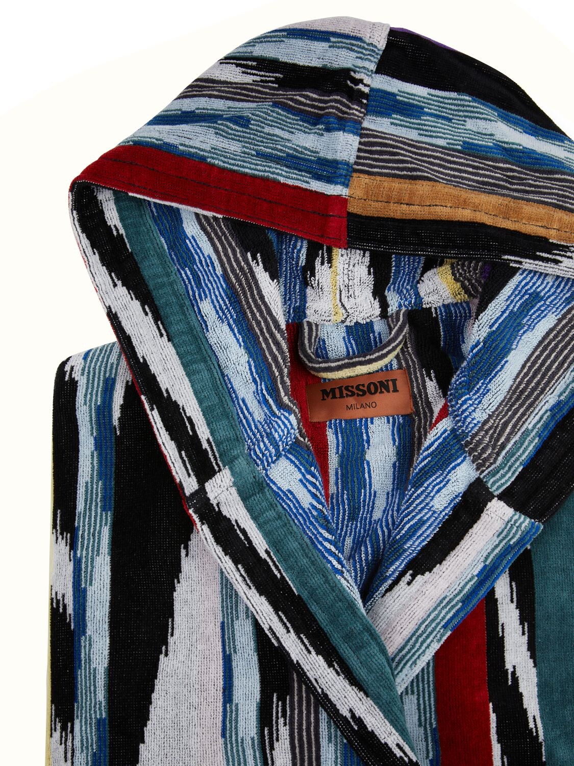 Shop Missoni Home Collection Clint Hooded Bathrobe In Nero Multicolor