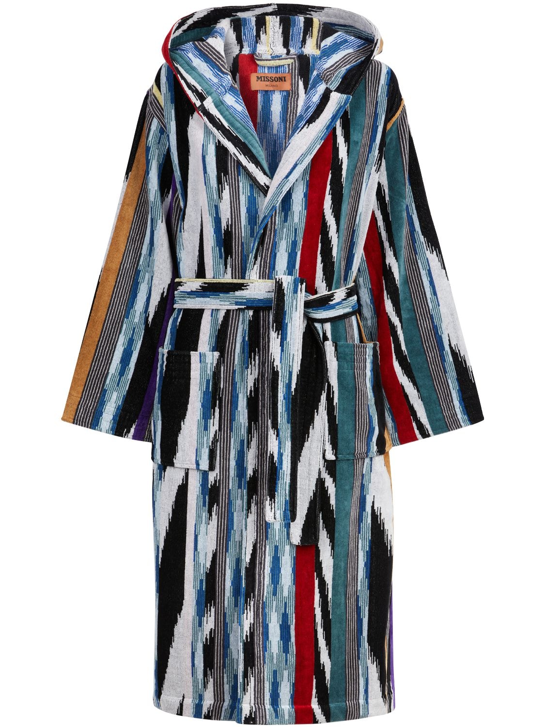 Missoni Home Collection Clint Hooded Bathrobe In Nero Multicolor