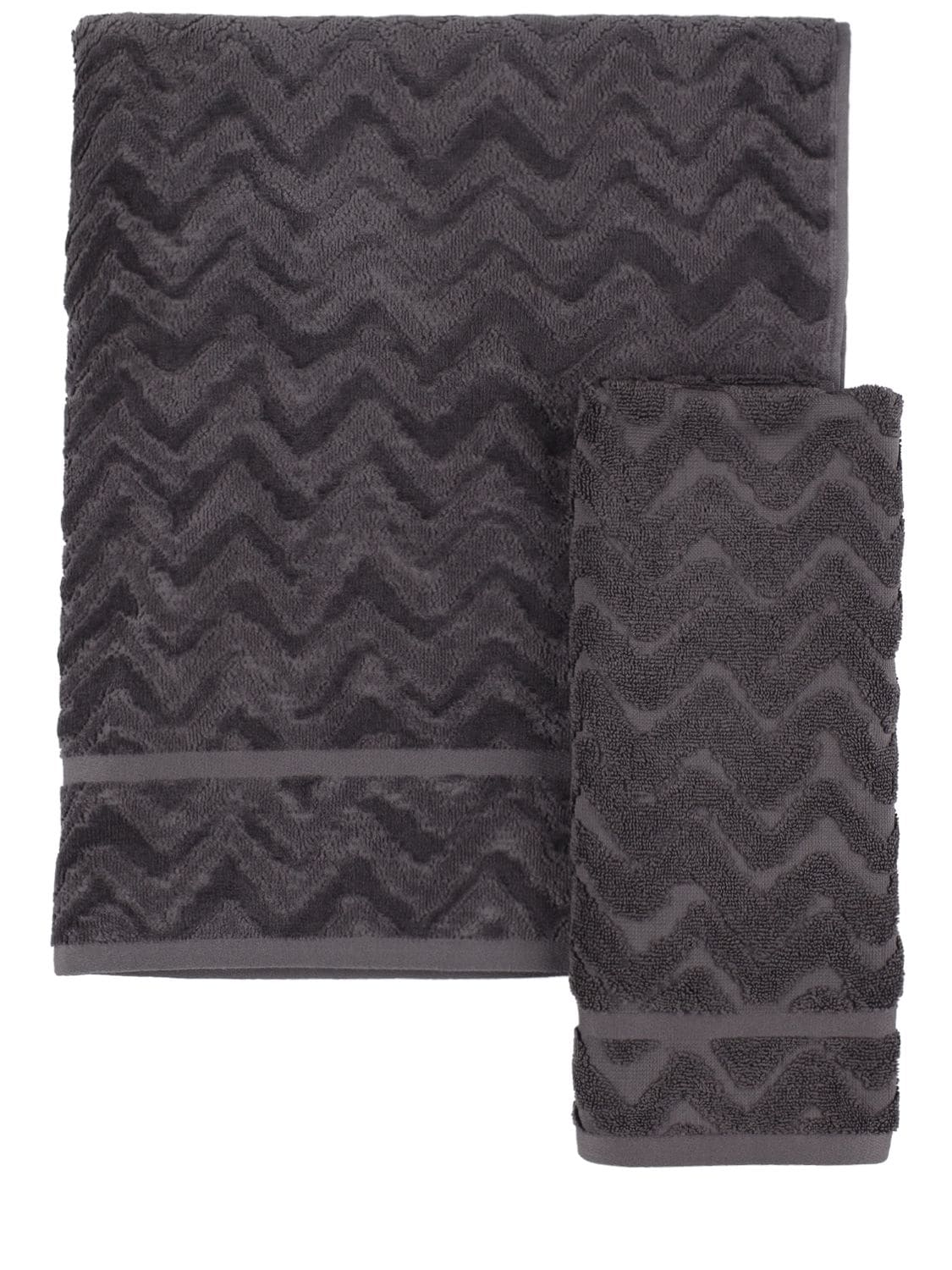 Missoni Home Collection Set Of 2 Rex Cotton Towels In Grey