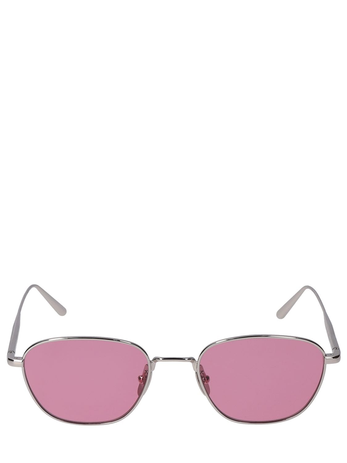 Chimi Polygon Pink Stainless Steel Sunglasses In Silver,pink