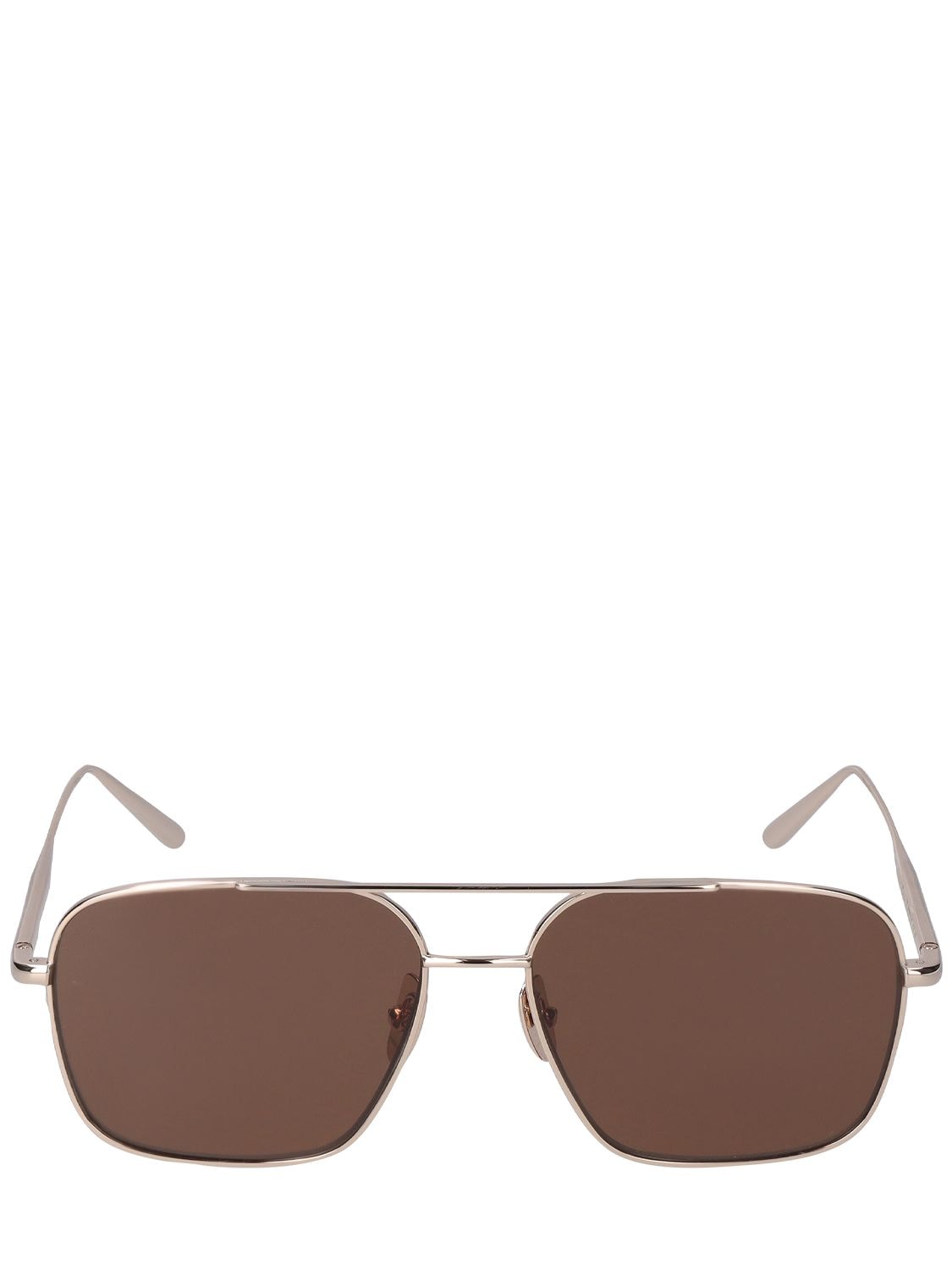 Chimi Aviator Brown Stainless Steel Sunglasses In Gold,brown