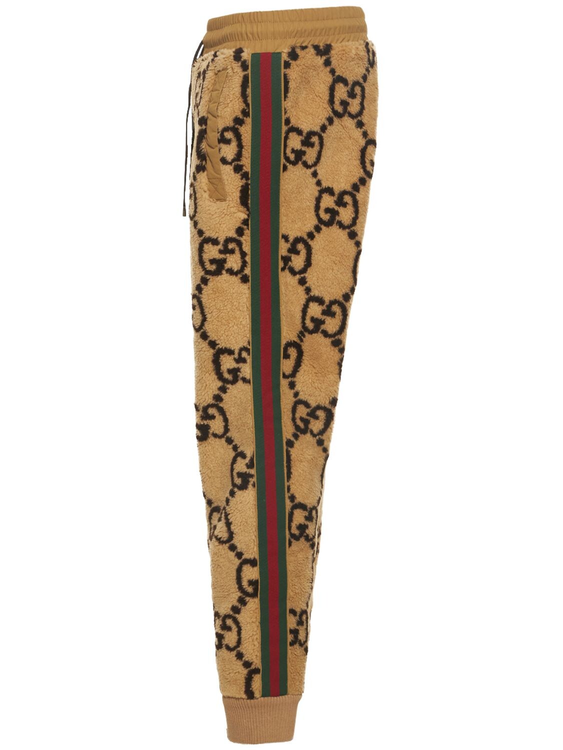 GG jacquard jogging pant in camel and brown