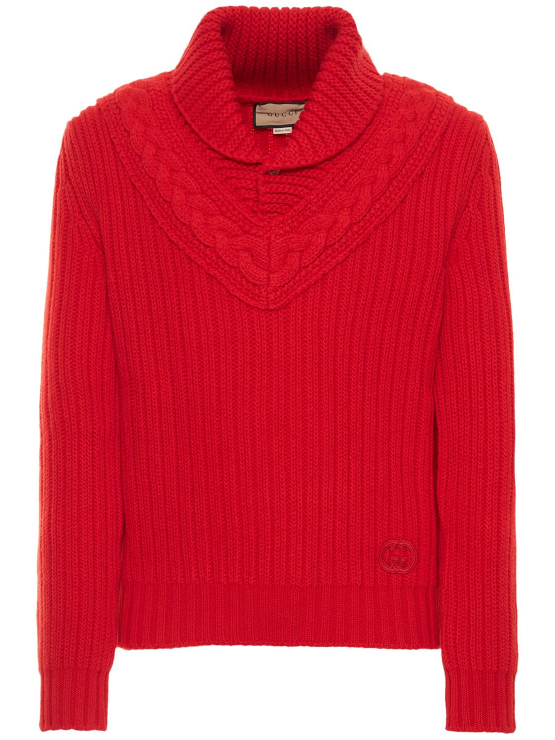 GUCCI RIB KNIT WOOL SWEATER