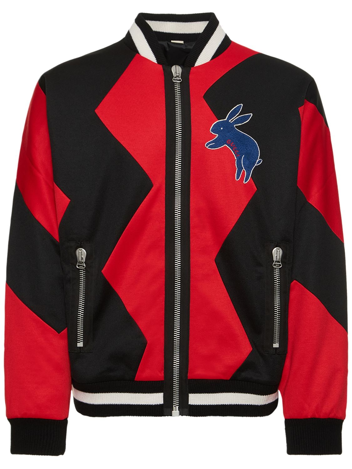 Gucci Lunar New Year Zig-zag Technical Jersey Zip Jacket In Black