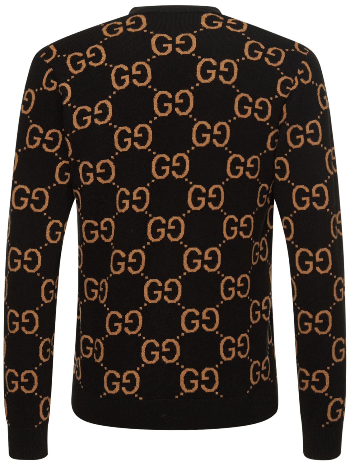 Shop Gucci Gg Wool Knit Cardigan In Black,camel
