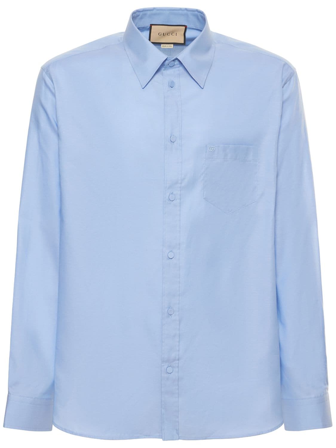 Shop Gucci Cotton Shirt In Light Blue