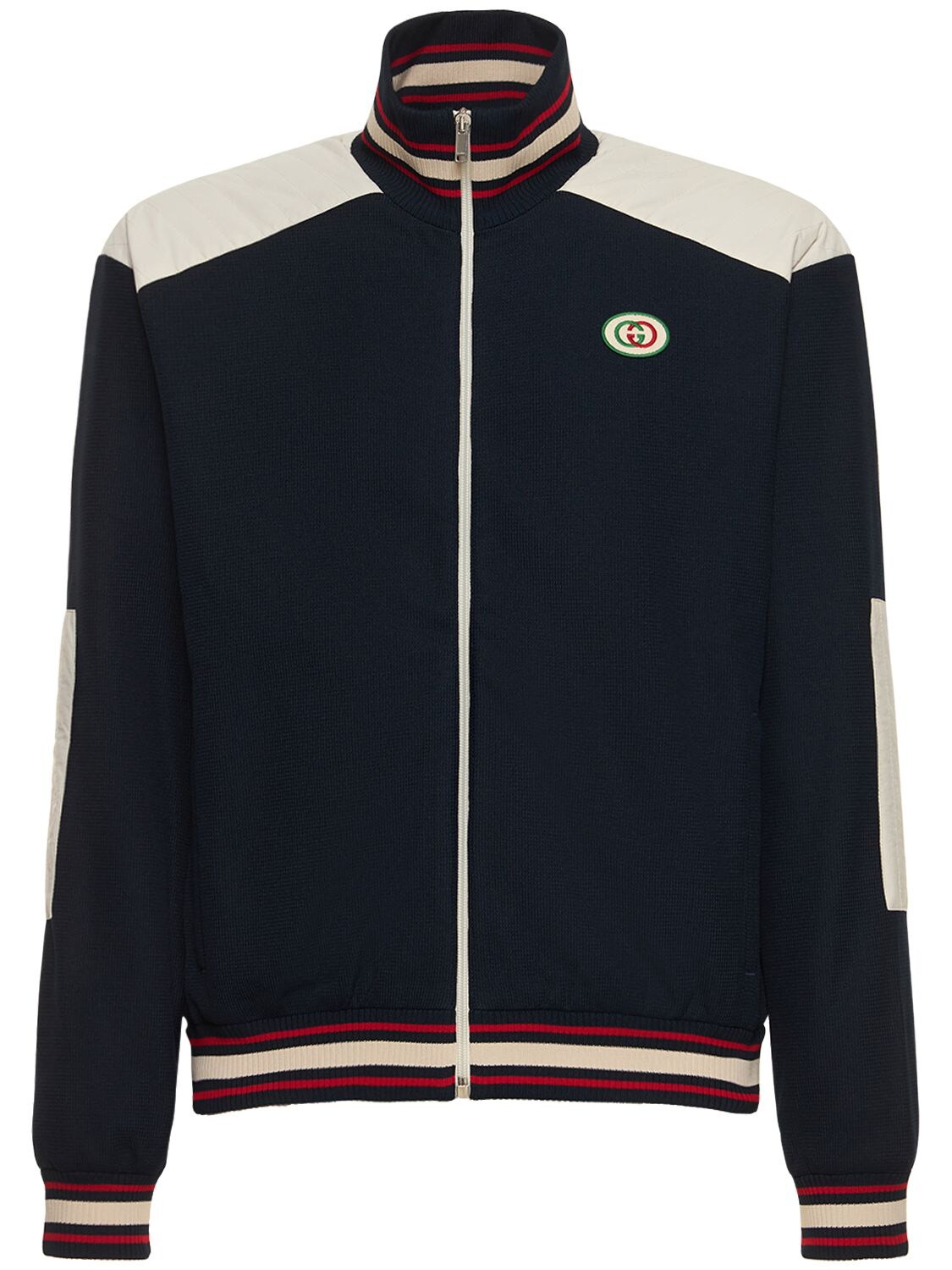 Gucci Cotton Jersey Zip Jacket In Blue,multi | ModeSens