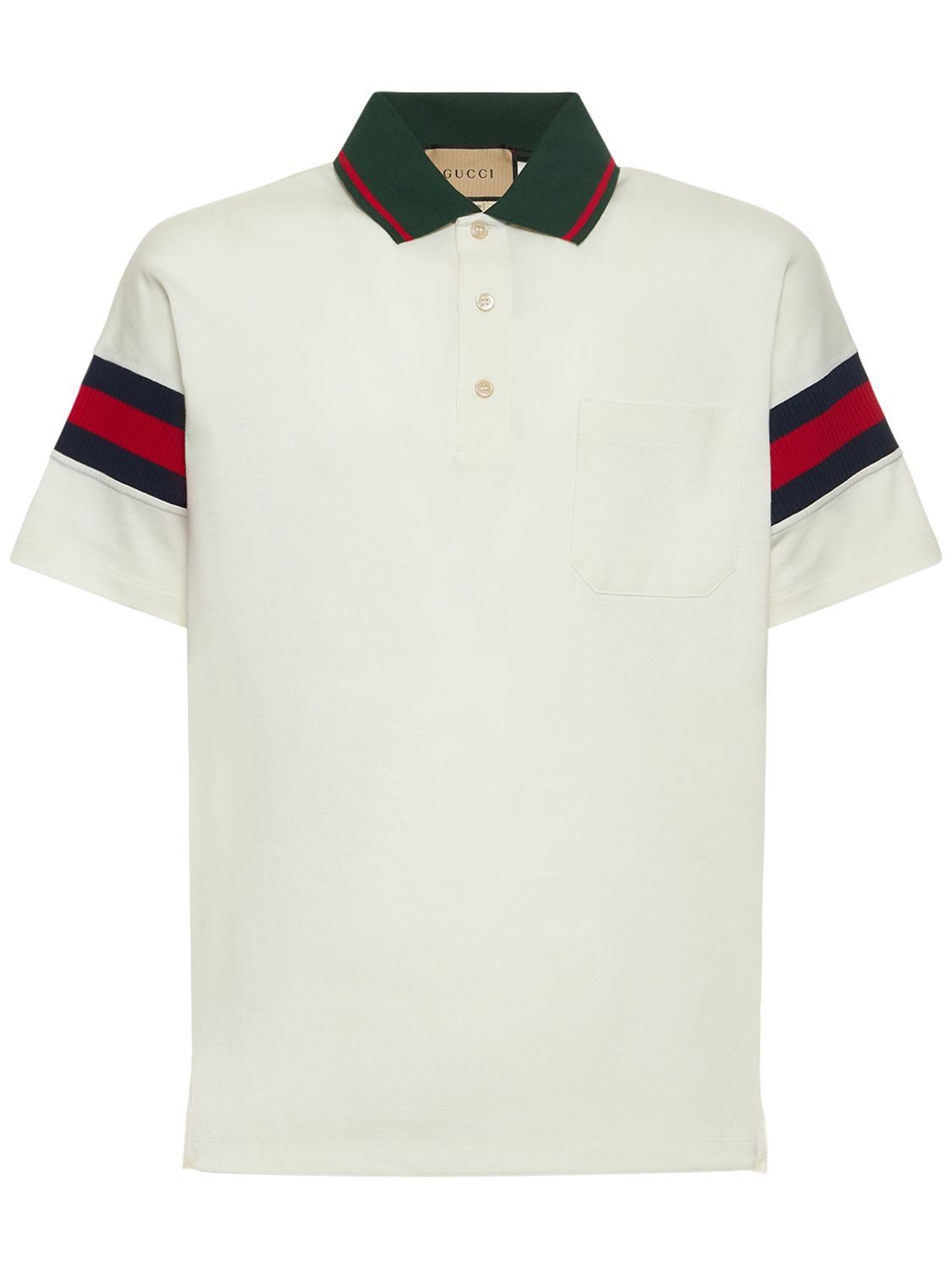 Shop Gucci Cotton Polo Shirt In White,multi