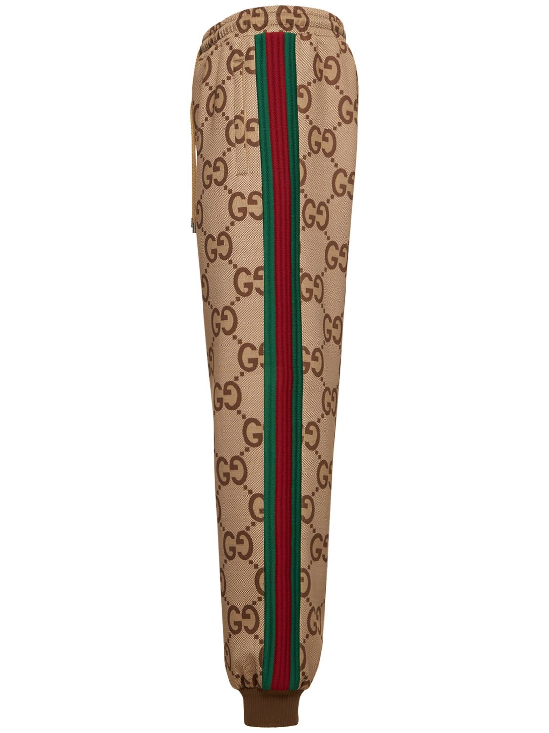 Shop Gucci Gg Printed Tech Jogging Sweatpants In Camel,brown