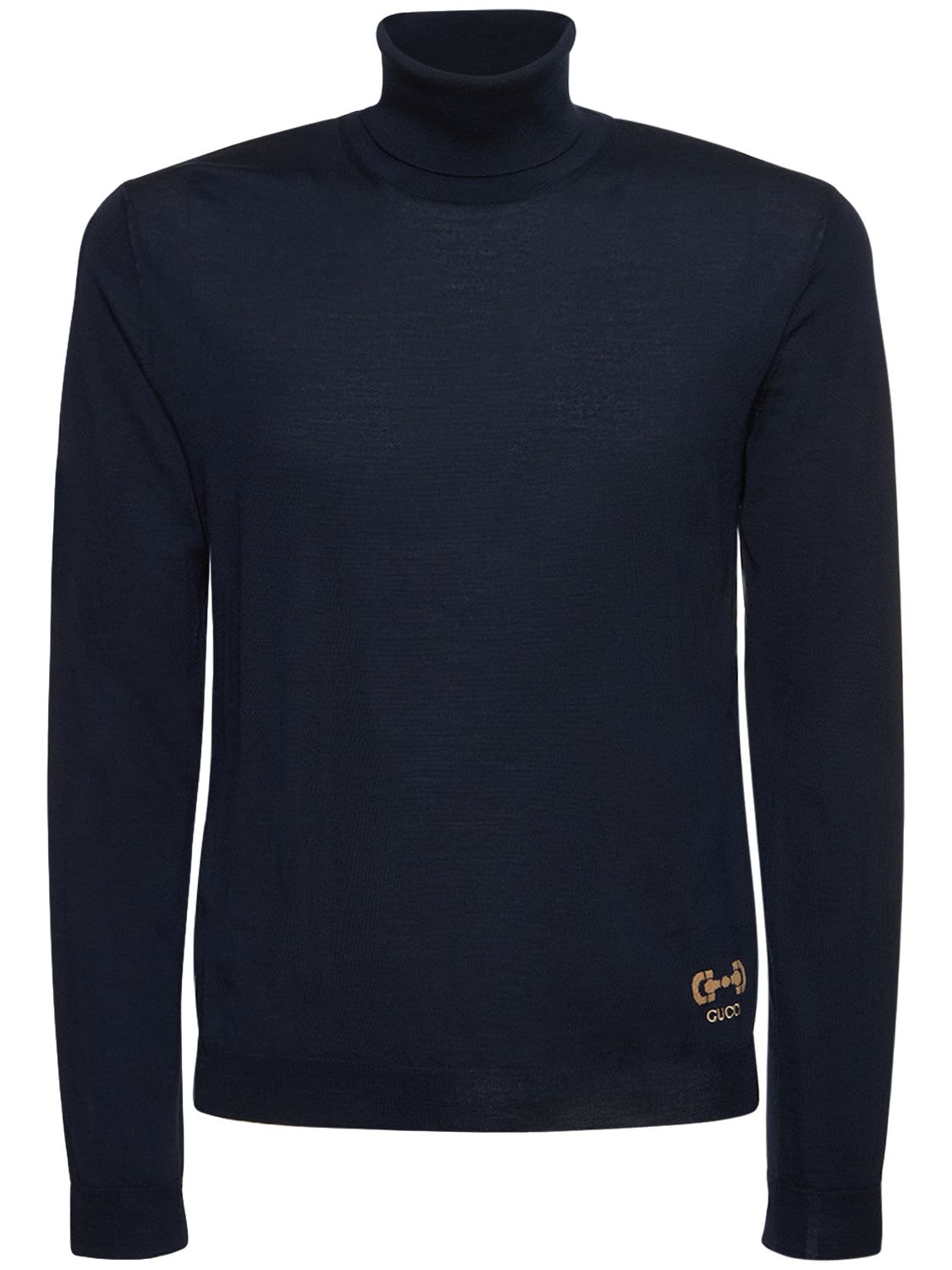 Gucci Wool Knit Turtleneck Sweater In Blue | ModeSens