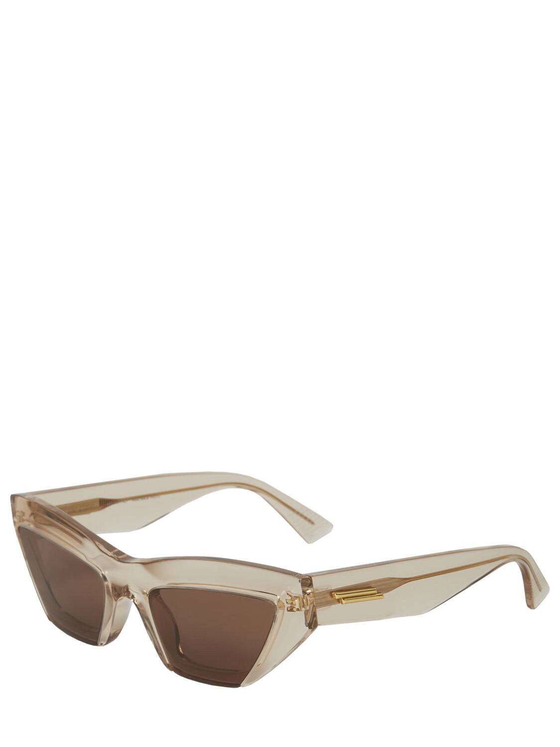 Bottega Veneta - Acetate Triangular Wrap Around Sunglasses - Almond Brown -  Bottega Veneta Eyewear - Avvenice