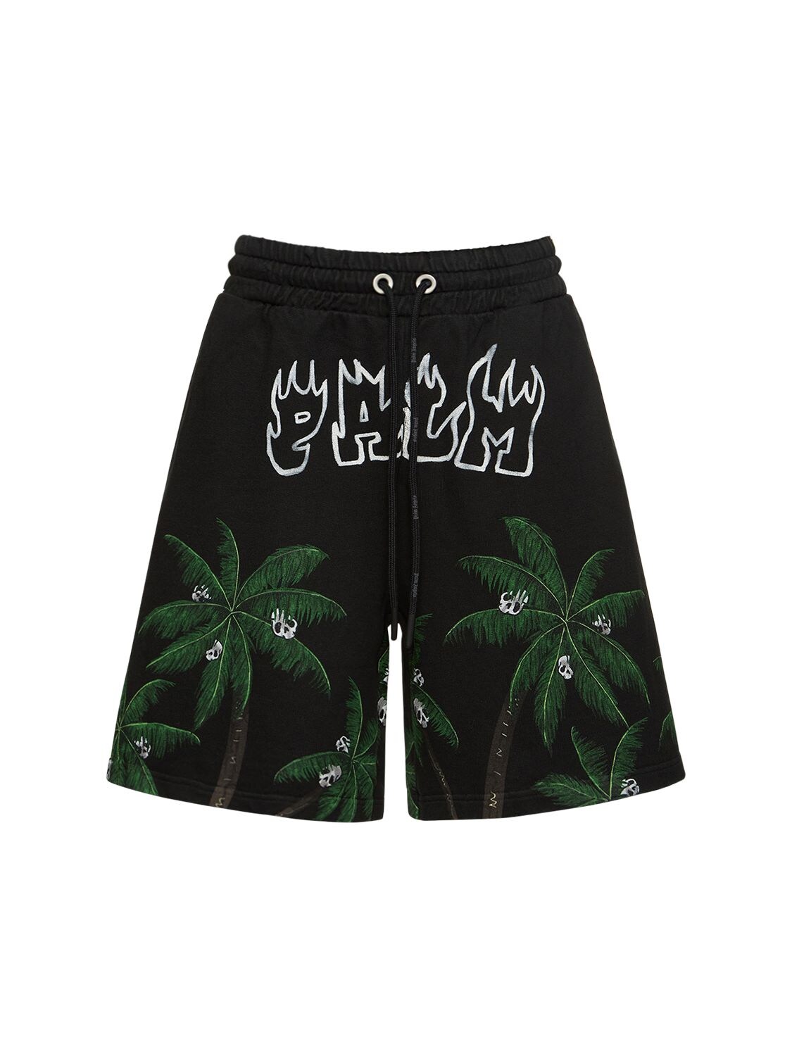 PALM ANGELS PALMS & SKULL VINTAGE COTTON SWEATSHORTS