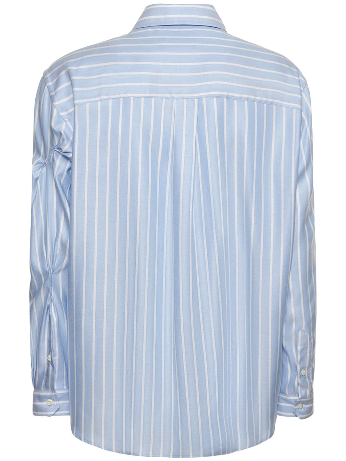 Shop 424 Stripe Print Lyocell Shirt In Light Blue