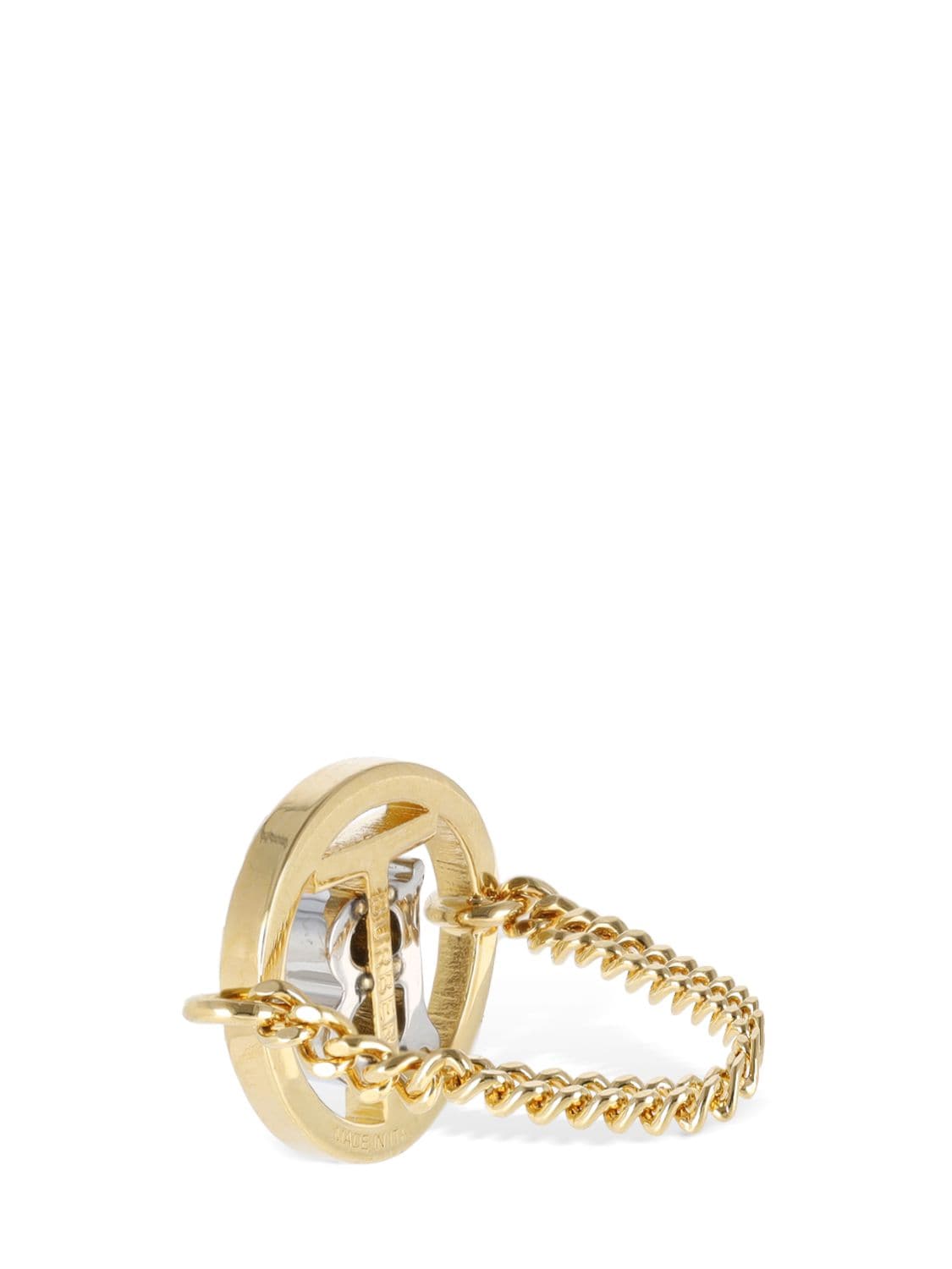 Shop Burberry Mini Tb Chain Ring In Gold,silver