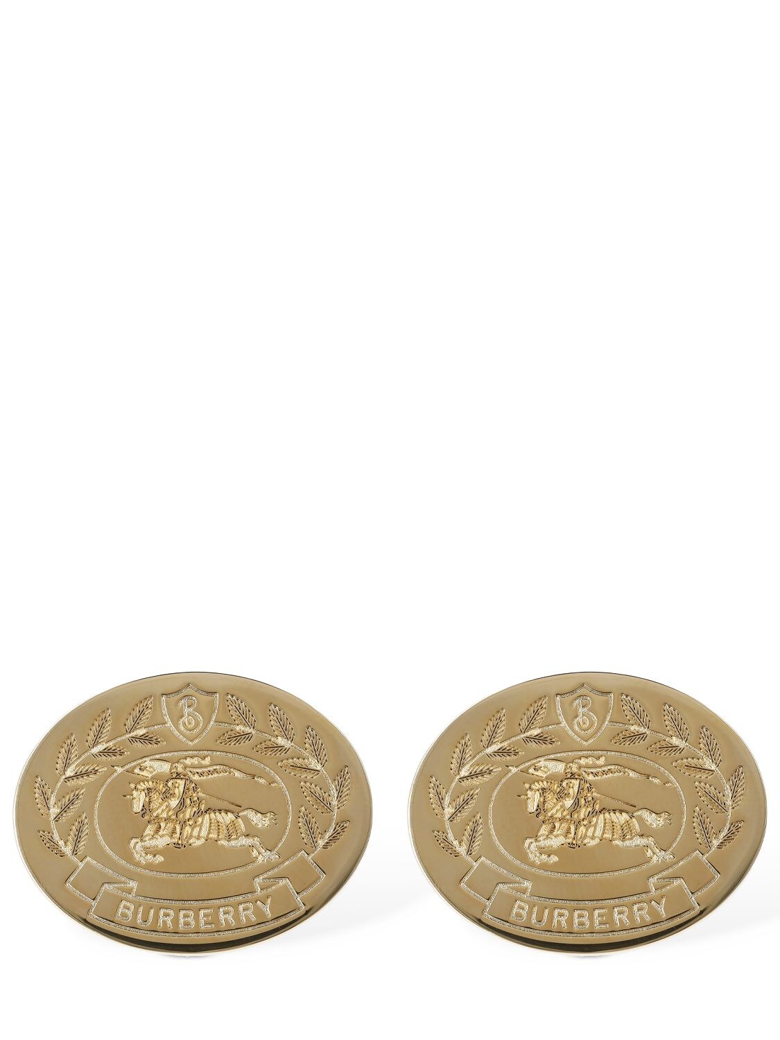 Burberry Ekd Engraved Stud Earrings In Gold