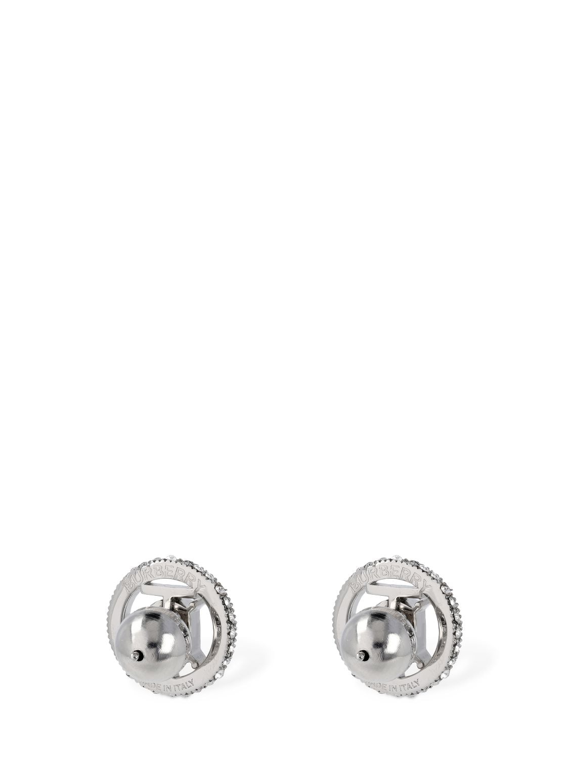 Shop Burberry Pavé Tb Xs Stud Earrings In Silver