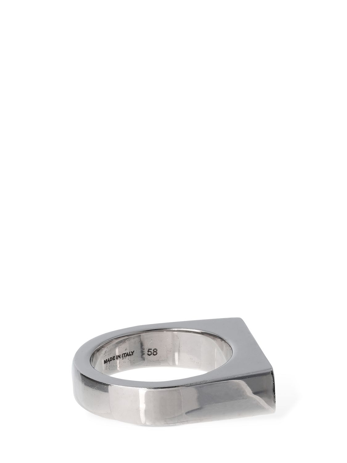 Shop Burberry Engraved  Logo Signet Ring In Silver,black