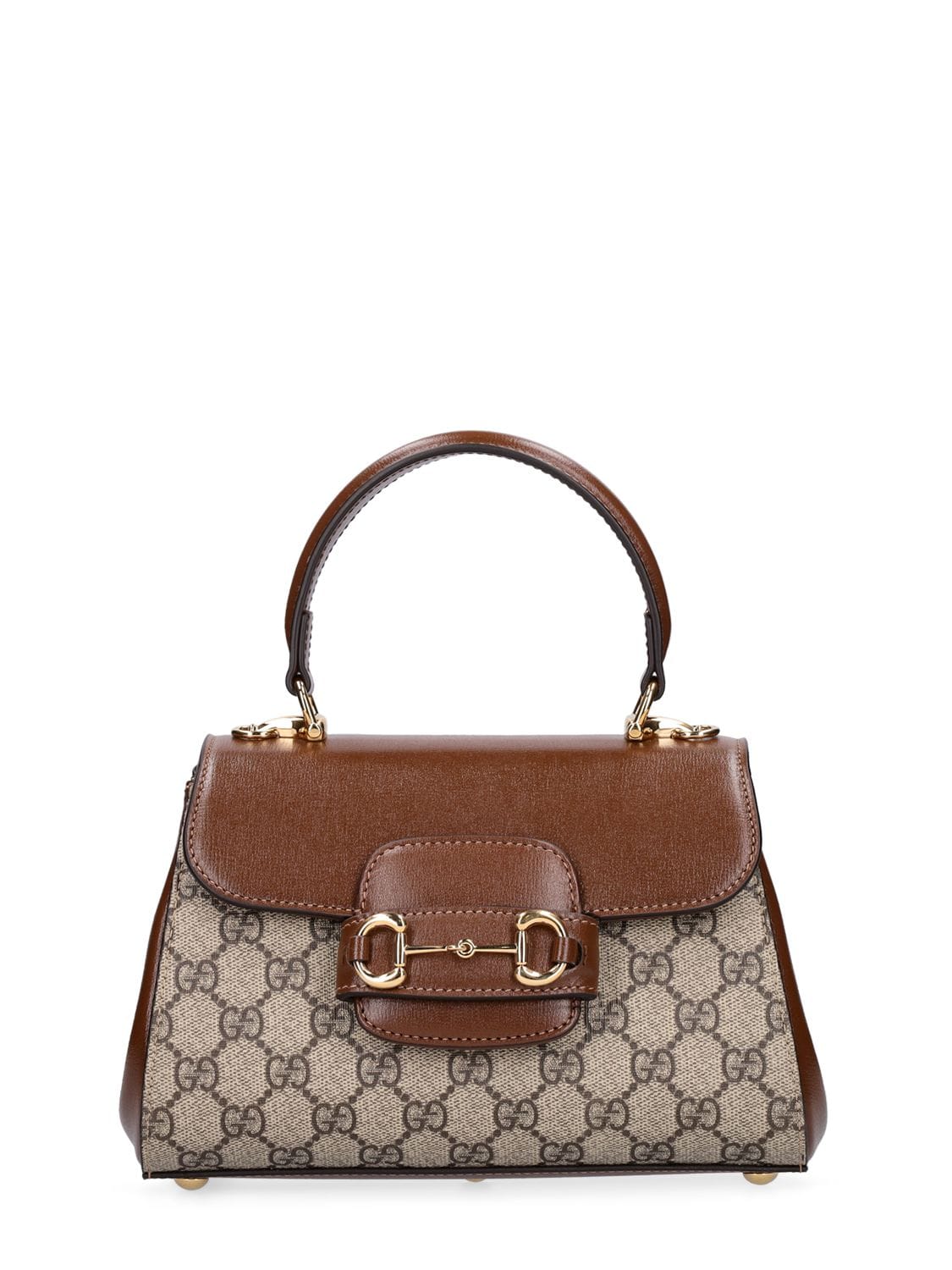 Gucci 1955 Horsebit Gg Canvas & Leather Bag In Brown Beige