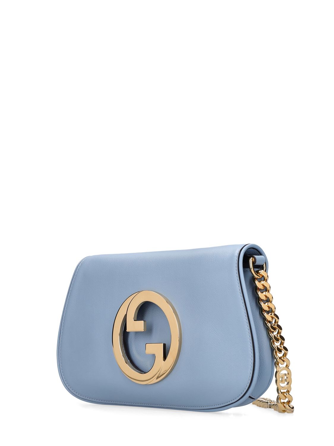 Gucci Blondie Leather Shoulder Bag In Cloudy Blue