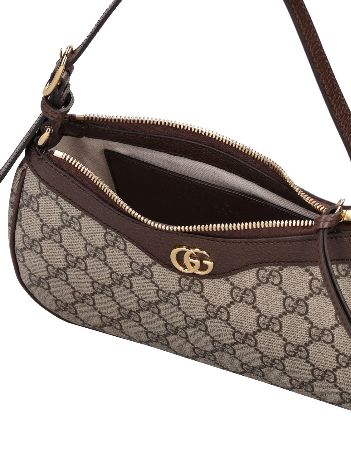 Shop Gucci Ophidia Gg Canvas Shoulder Bag In Beige Ebony