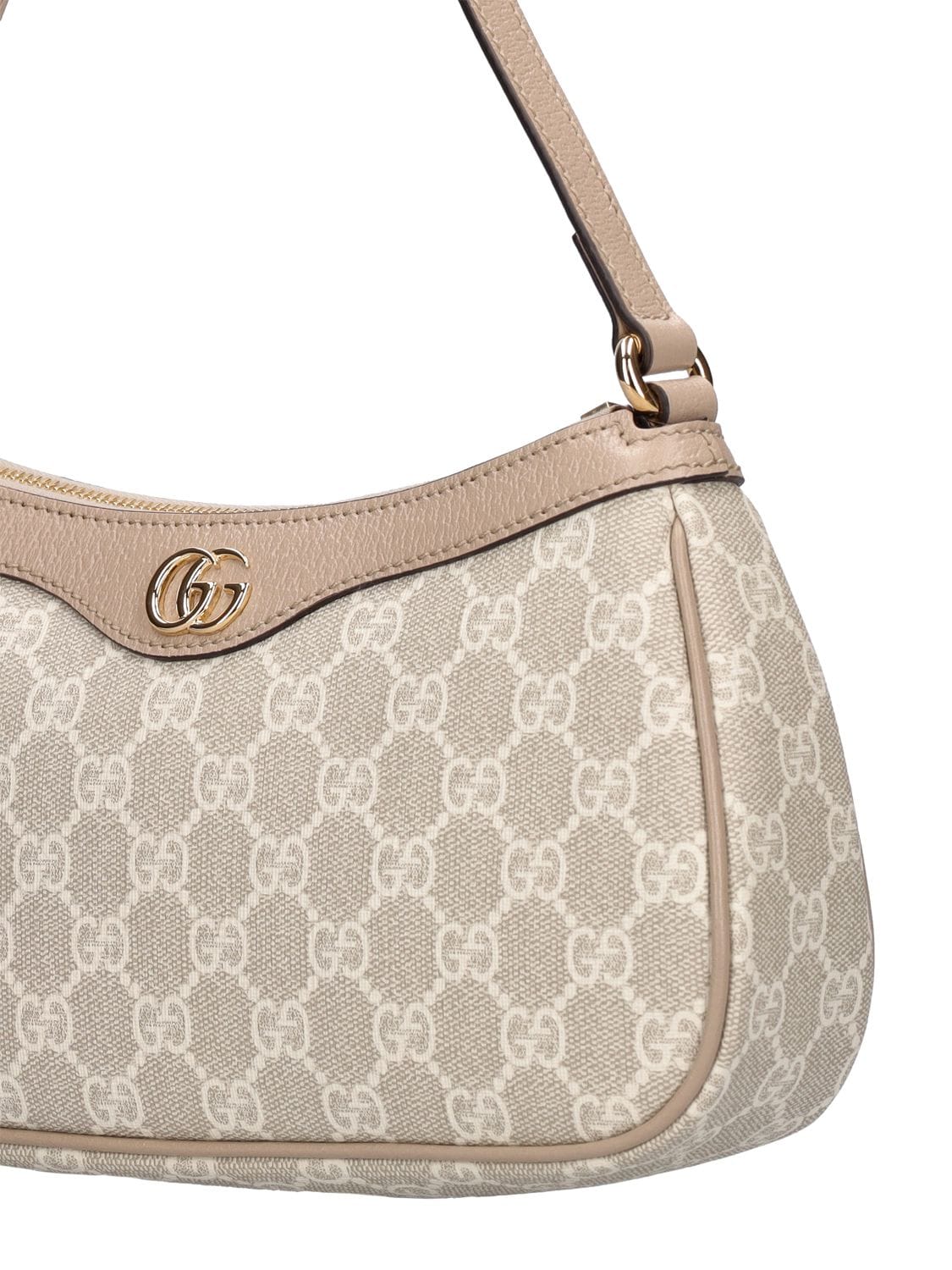 Shop Gucci Ophidia Gg Canvas Shoulder Bag In Beige