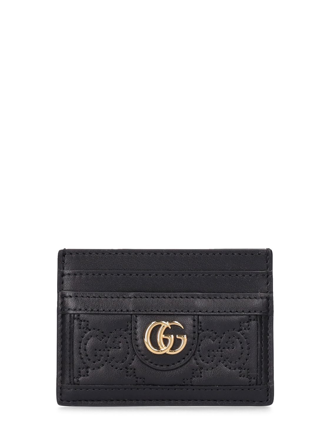 Gucci Gg Matelassé Leather Card Case In Black
