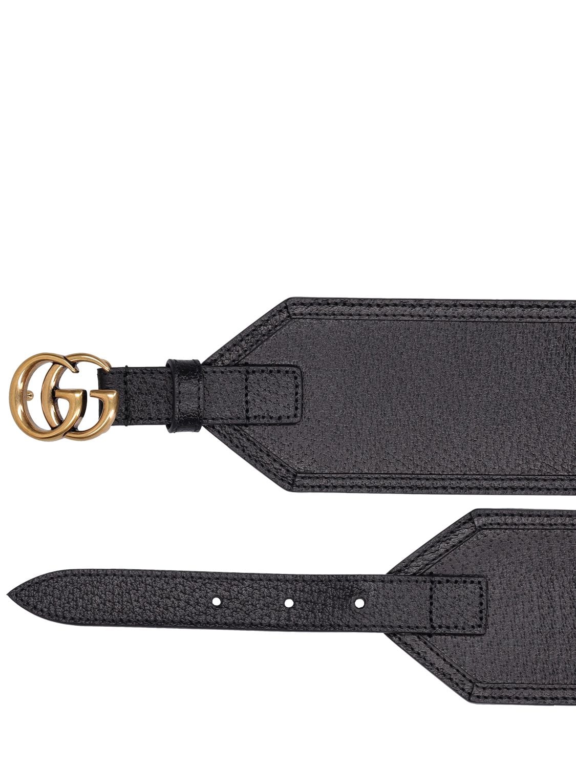 Shop Gucci 70mm Leather Waist Belt In Black